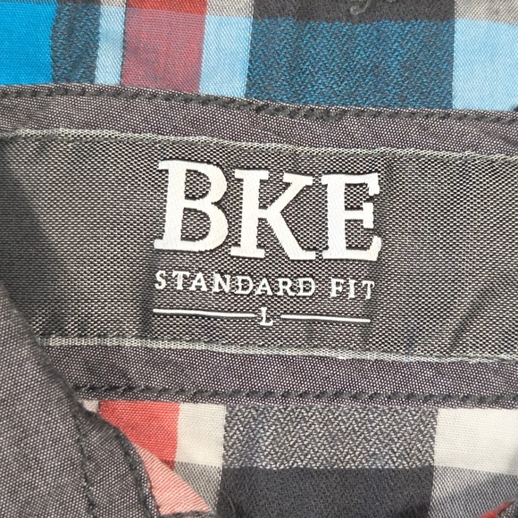 BKE Standard Fit Plaid Long Sleeve Snap Button Western Shirt Mens L Cowboy Rodeo - Picture 4 of 6